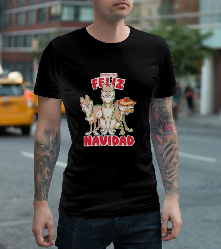 Feliz Navidad Wolves Cincinnati Zoo Botanical Garden T-Shirt