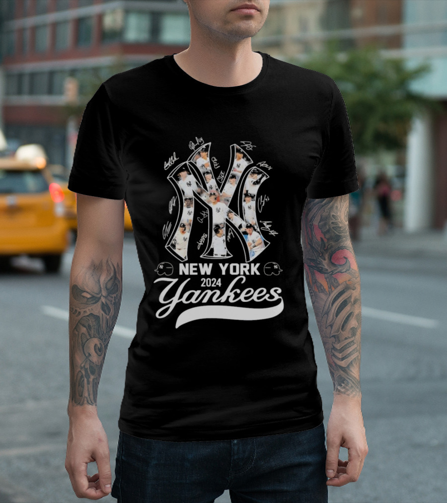 New York Yankees 2024 Signatures Collage MLB T-Shirt