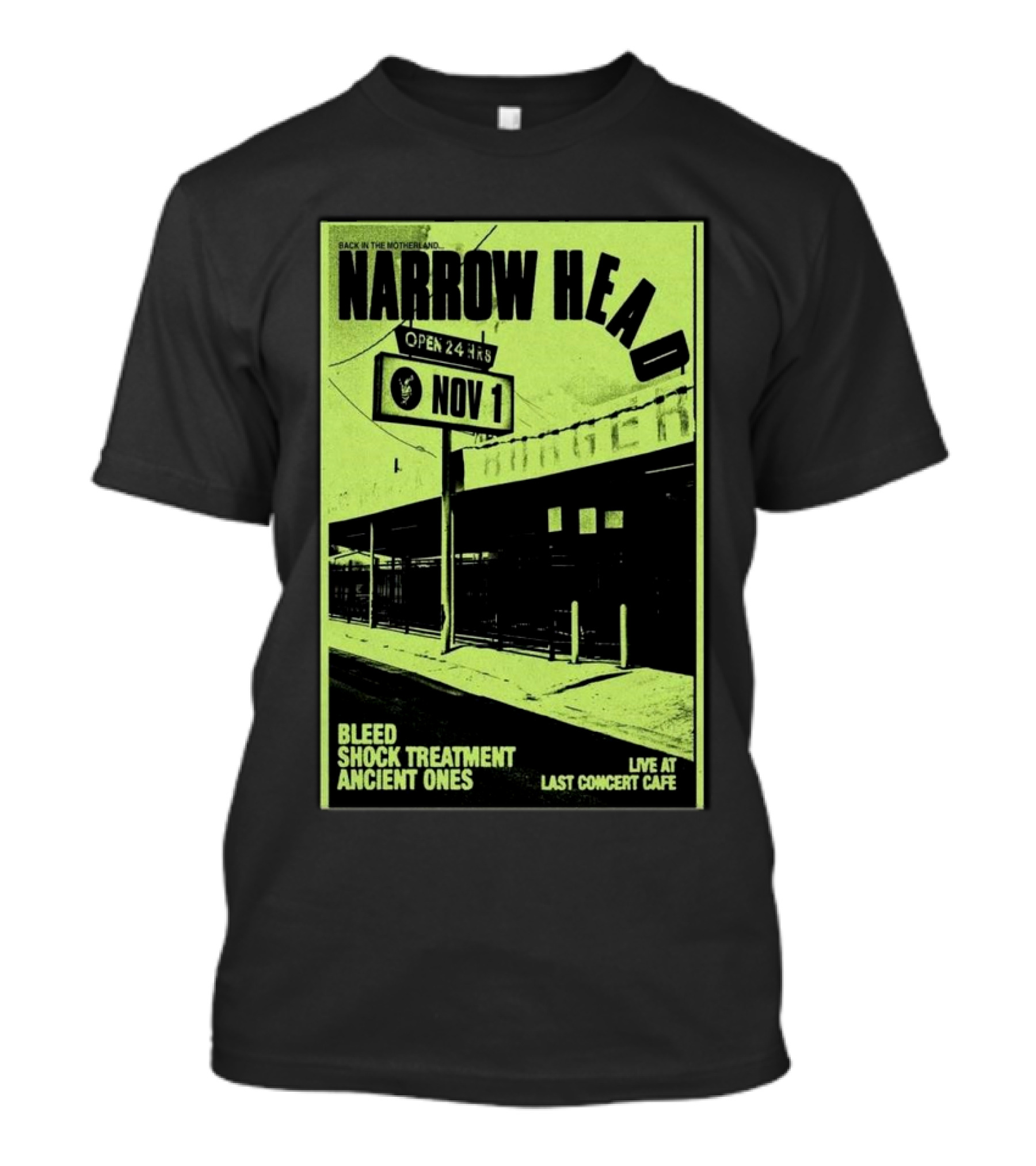Narrow Head Live At Last Concert Cafe Houston Nov 1 Bleed Shock Treatment Ancient Ones T-Shirt