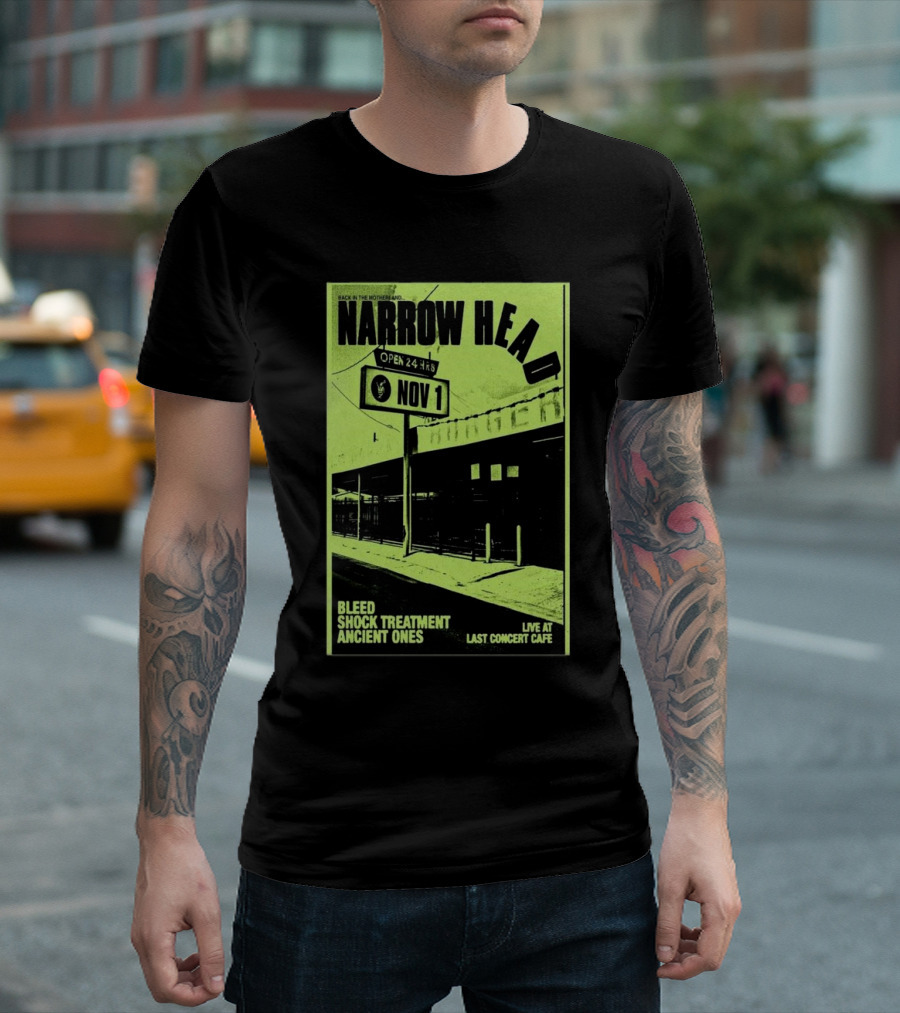 Narrow Head Live At Last Concert Cafe Houston Nov 1 Bleed Shock Treatment Ancient Ones T-Shirt