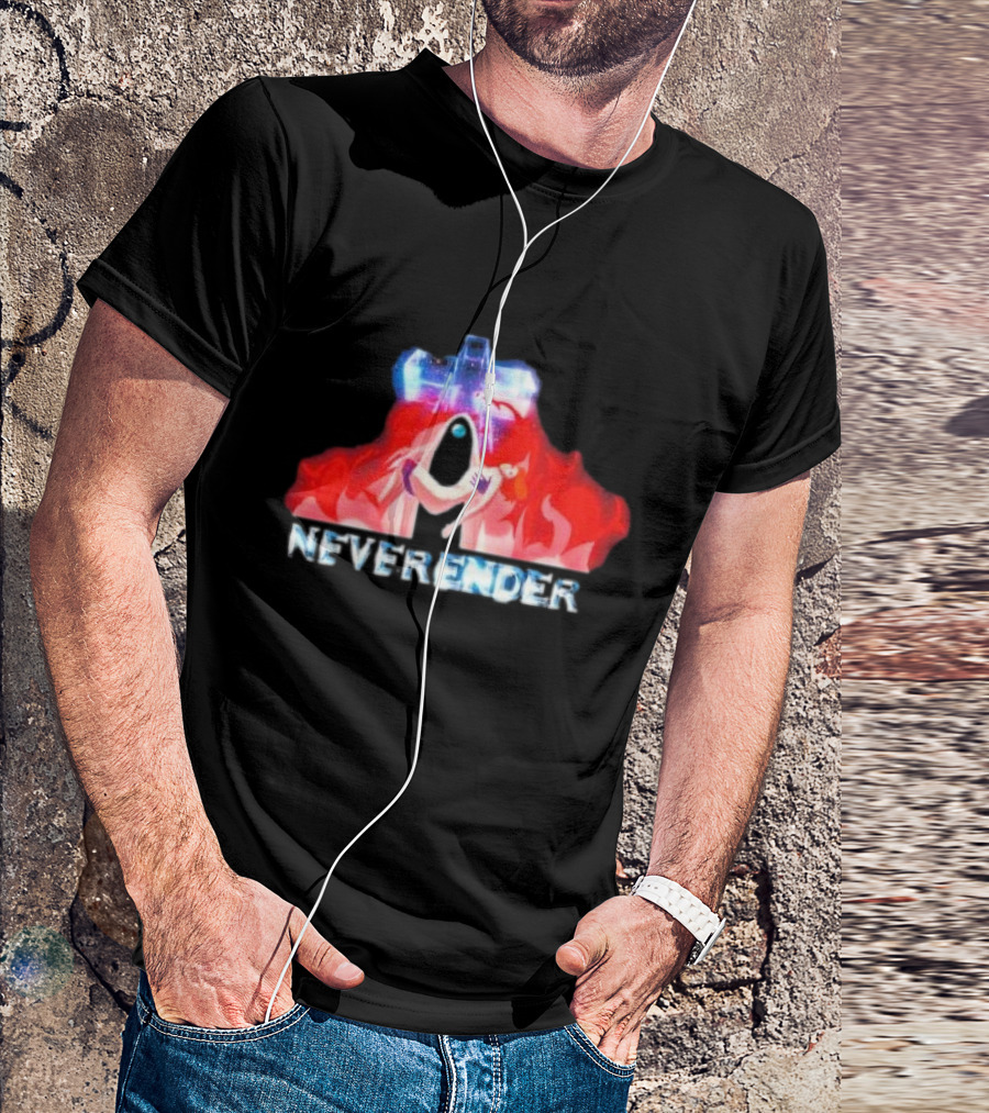 Neverender Spaceship And Mysterious Figure With Fiery T-Shirt