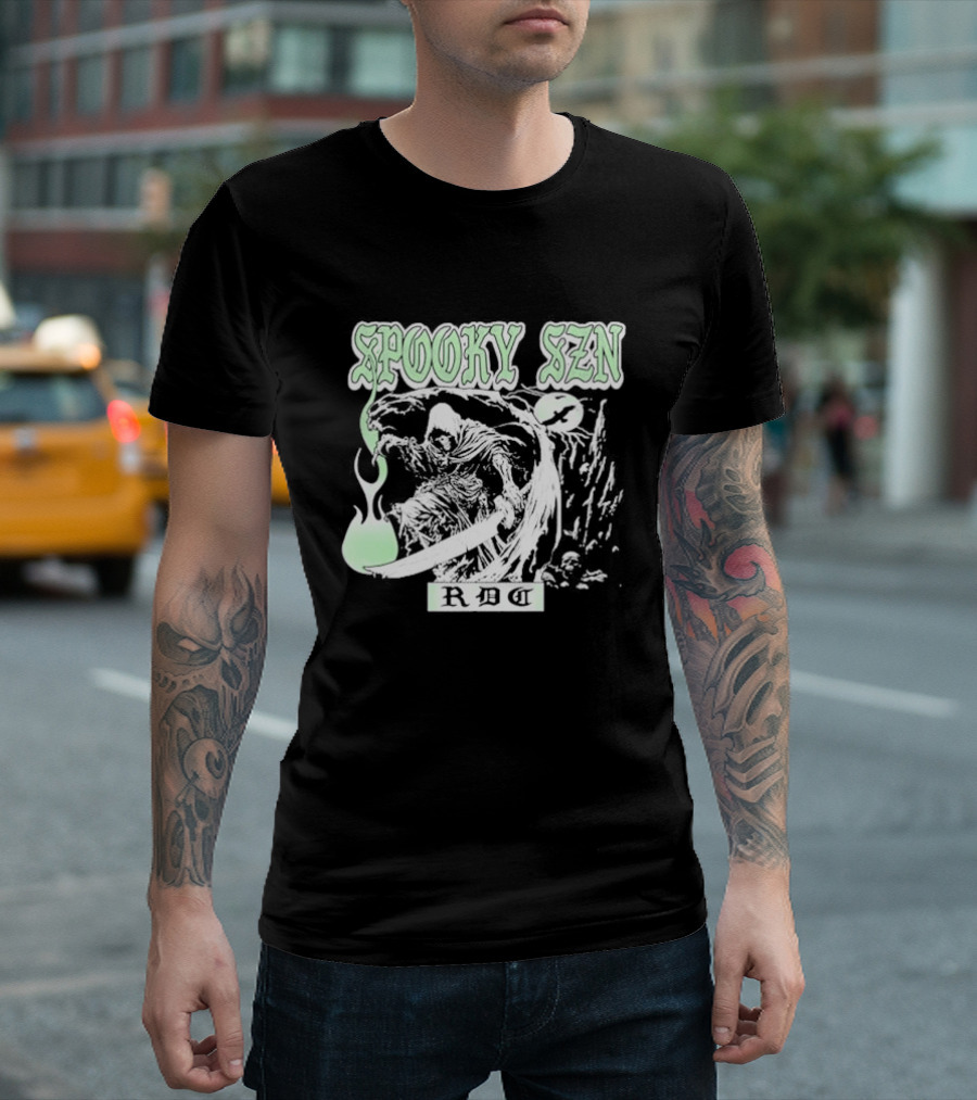 RDCWorld Spooky Szn Grim Reaper Flame T-Shirt