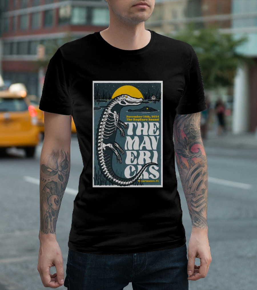 The Mavericks November 14th 2024 The BayCare Sound Clearwater FL Alligator Moon T-Shirt