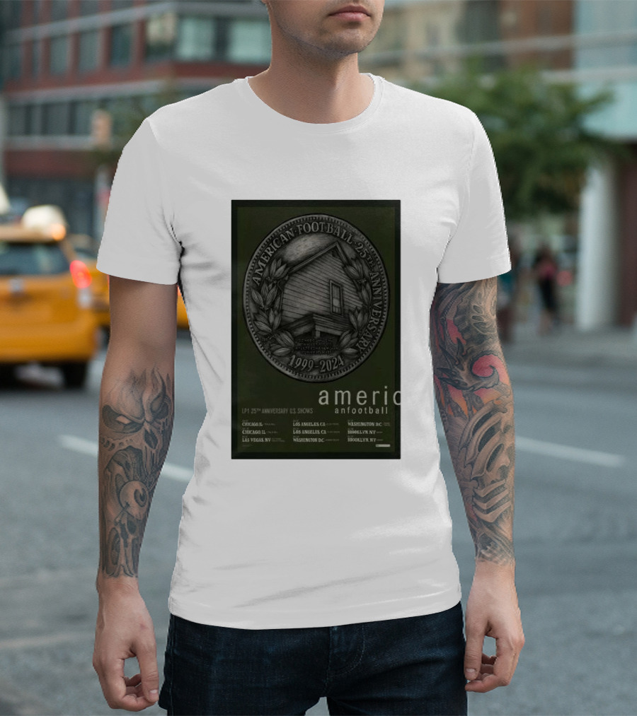 American Football 25th Anniversary US Shows 2024 Tour Dates Chicago Los Angeles Las Vegas Washington Brooklyn T-Shirt