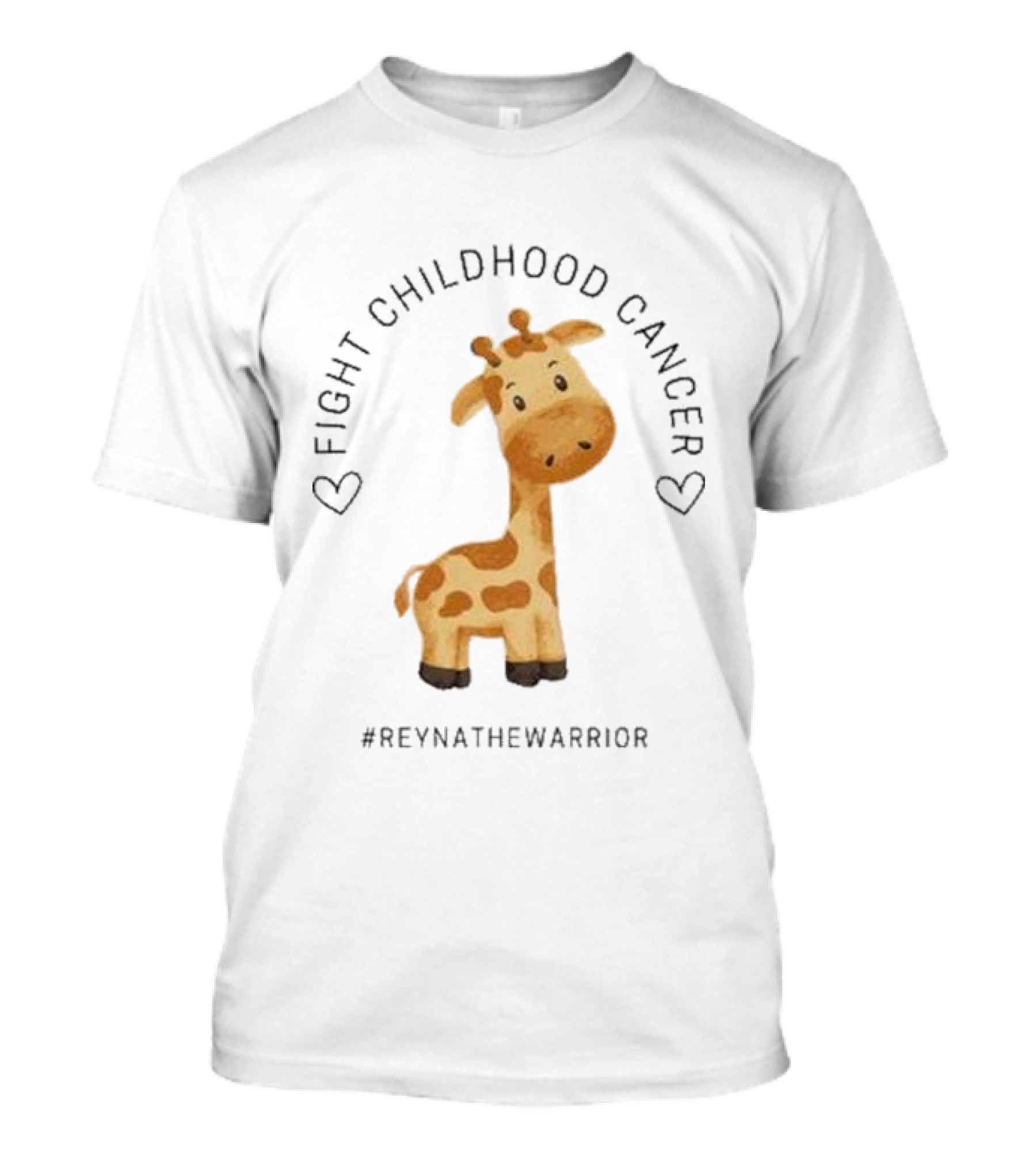 FIGHT CHILDHOOD CANCER REYNATHEWARRIOR GIRAFFE HEARTS T-Shirt