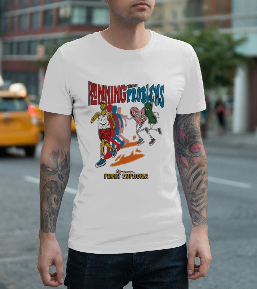 Running from My Problems Cartoon Characters Planet Euphoria T-Shirt