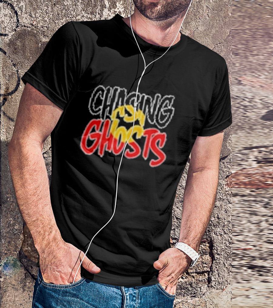 Chasing Ghosts Vibrant Color Text T-Shirt