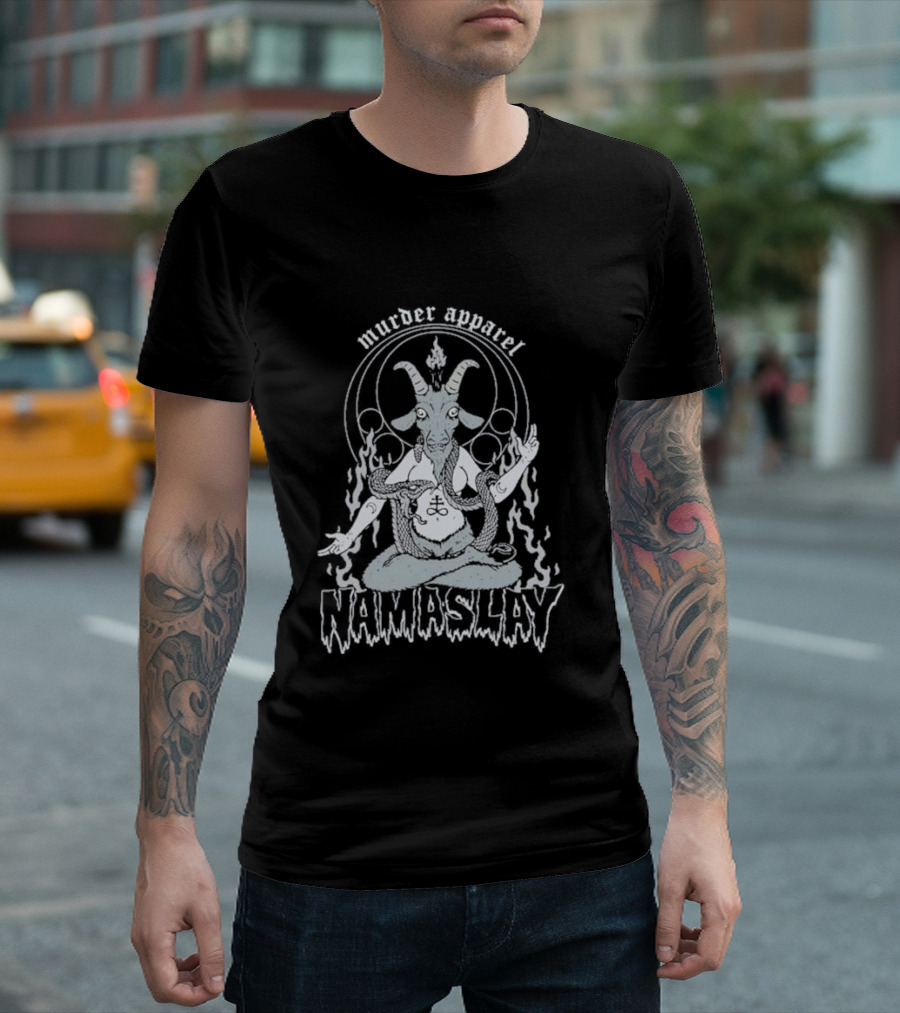 Murder Apparel Namaslay Goat Meditation With Fire And Serpent T-Shirt