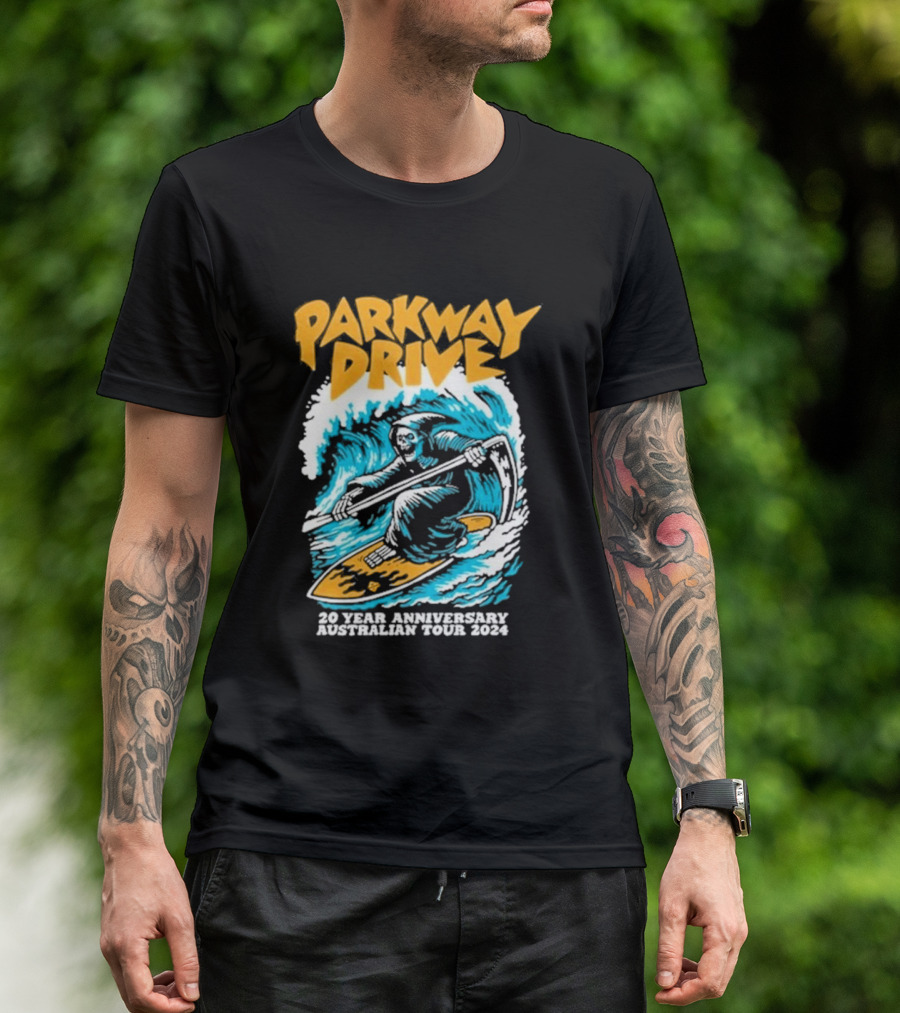 Parkway Drive Grim Reaper Surfing 20 Year Anniversary Australian Tour T-Shirt