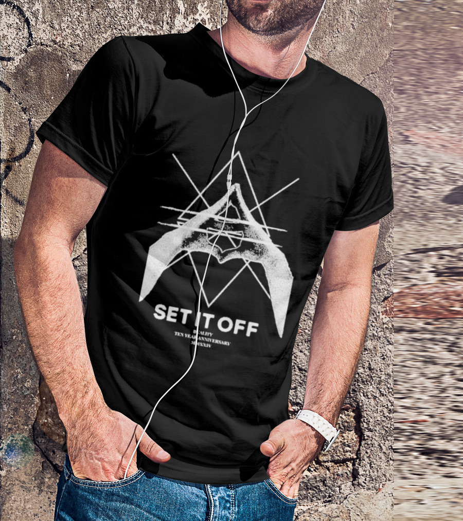 Set It Off Duality Ten Year Anniversary MMXXIV Geometric Hands And Star T-Shirt