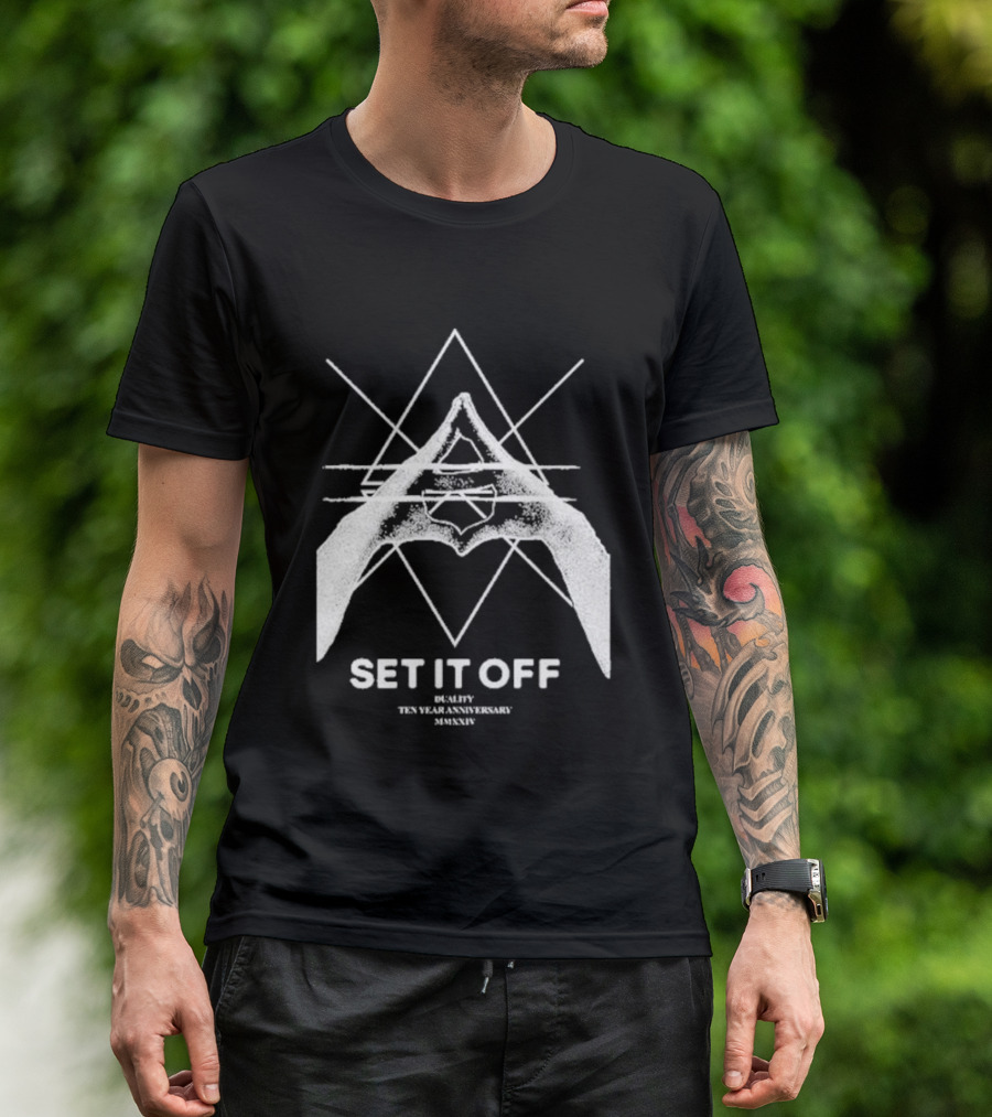 Set It Off Duality Ten Year Anniversary MMXXIV Geometric Hands And Star T-Shirt