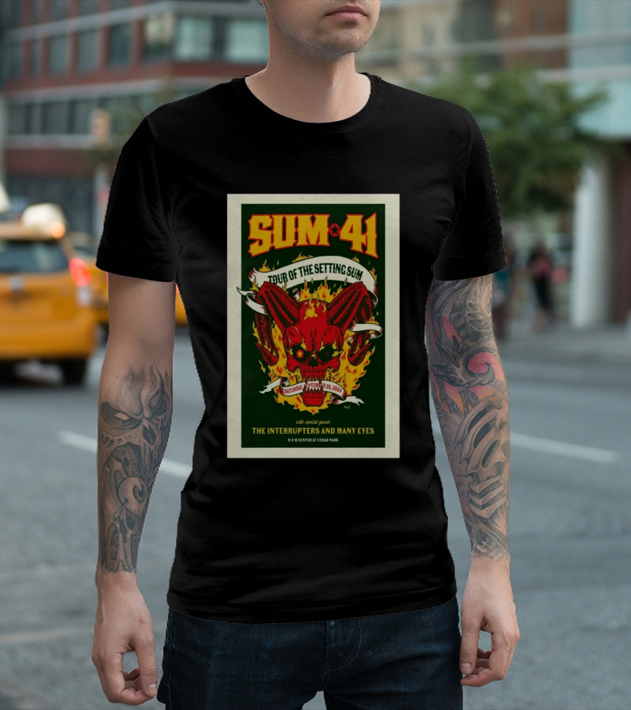 SUM 41 Tour of the Setting Sum Sept 28 2024 H-E-B Center Cedar Park Tx with The Interrupters and Many Eyes T-Shirt