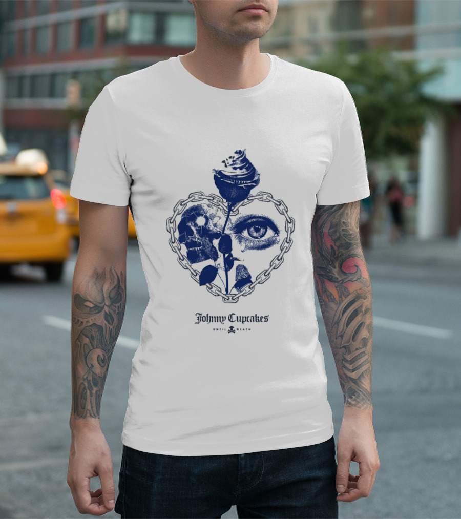 Johnny Cupcakes Heart Chain Skull Eye Rose Until Death T-Shirt