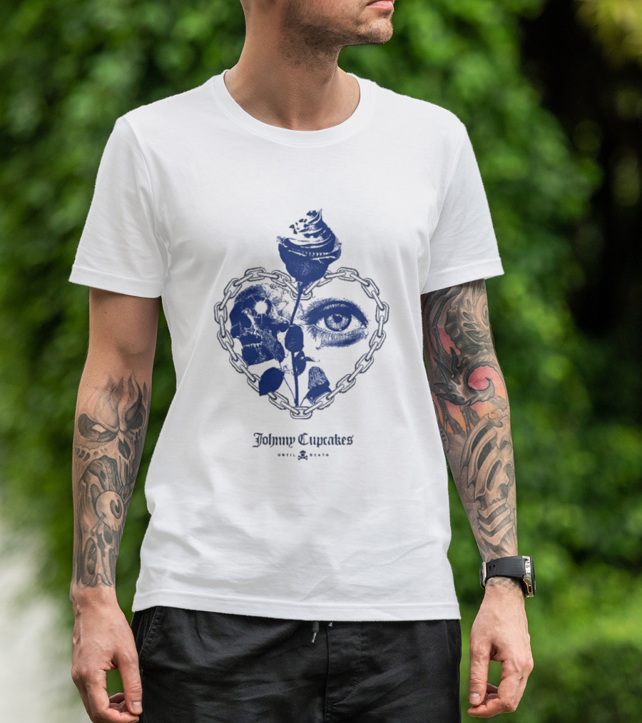 Johnny Cupcakes Heart Chain Skull Eye Rose Until Death T-Shirt