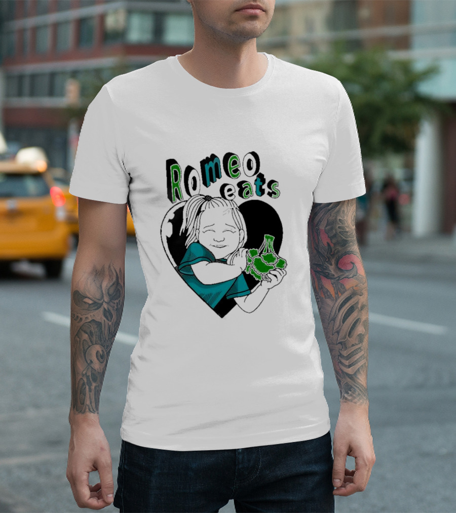 Romeo Eats Broccoli Heart Toddler Hug T-Shirt