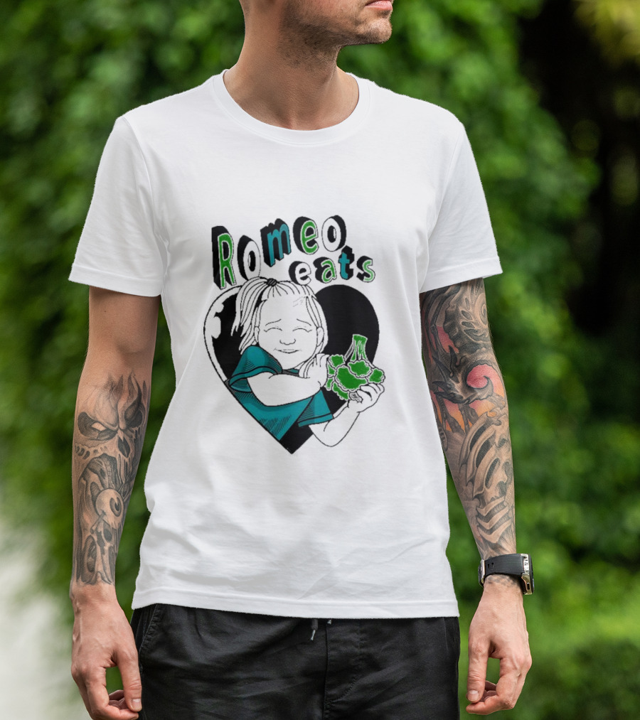 Romeo Eats Broccoli Heart Toddler Hug T-Shirt