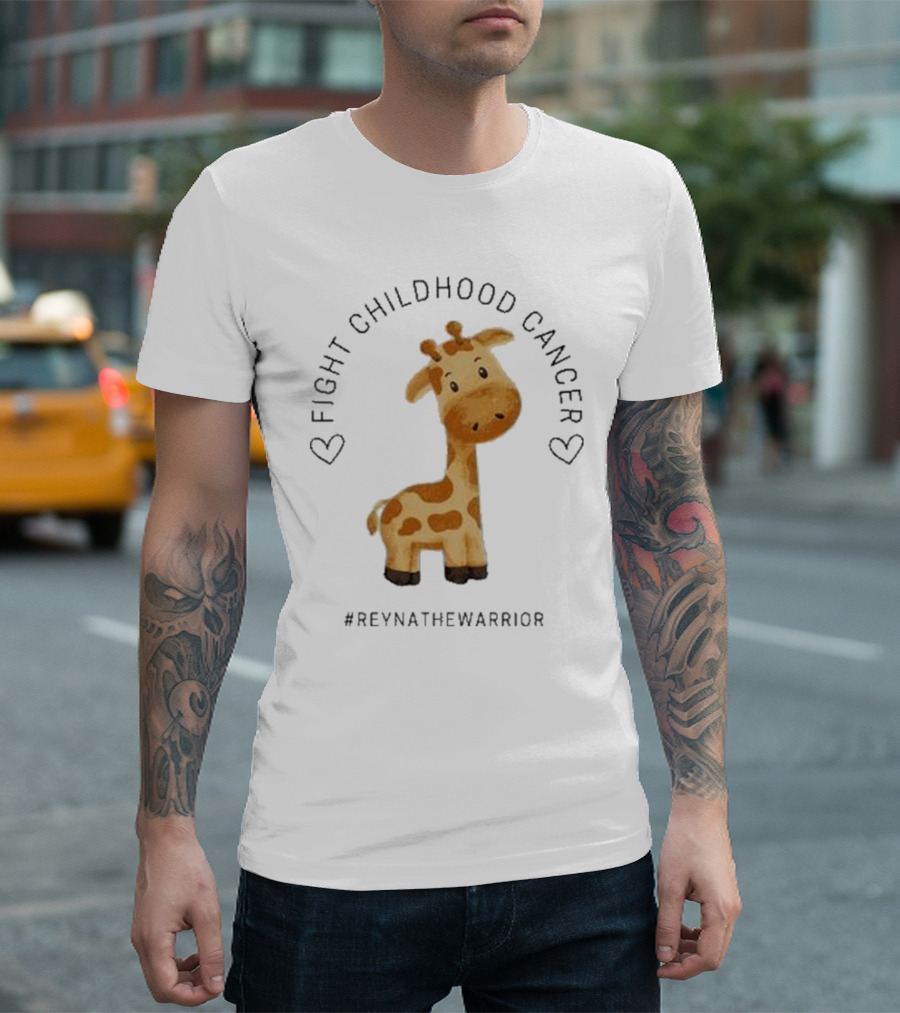 Fight Childhood Cancer Reyna The Warrior Giraffe Hearts T-Shirt