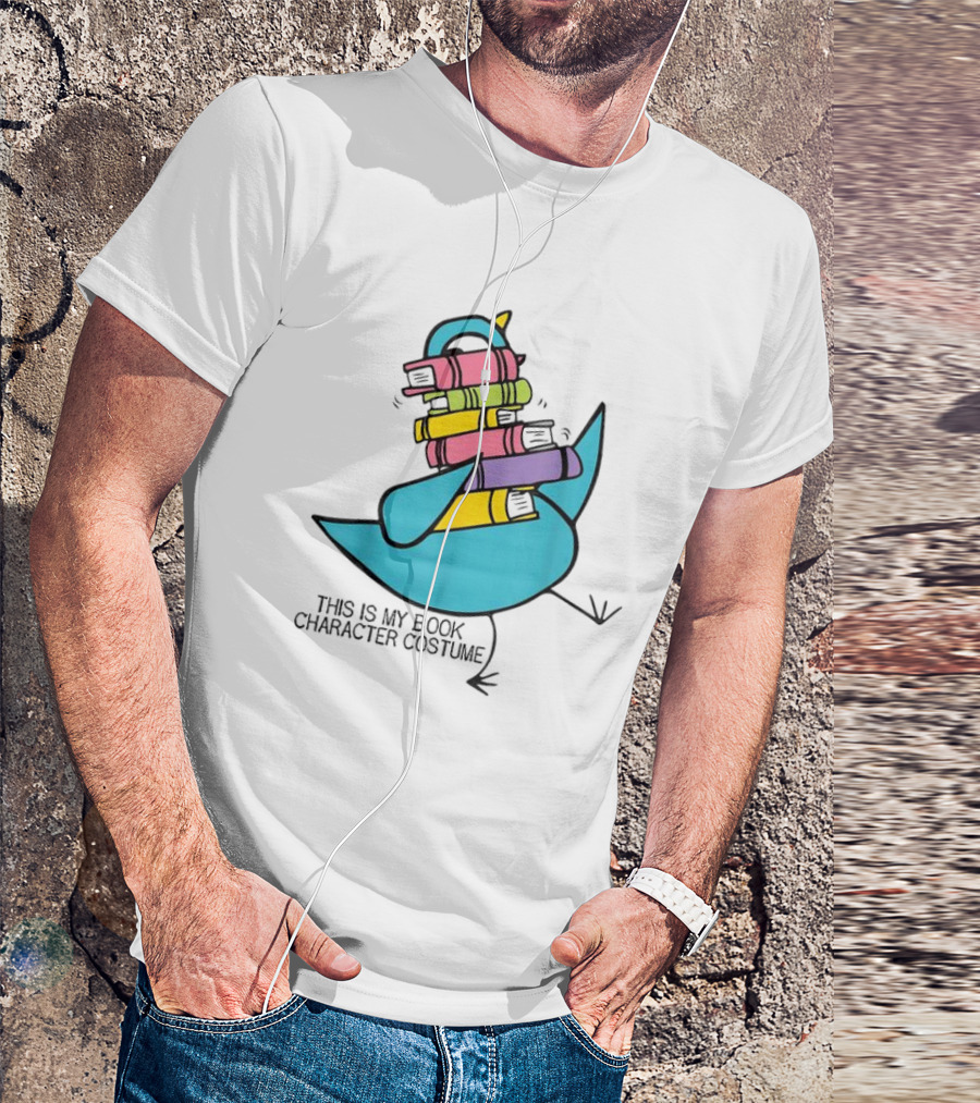 This Is My Book Character Costume Pigeon Holding Stack Of Books T-Shirt