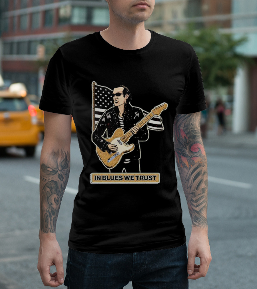 In Blues We Trust Joe Bonamassa Blues Hero American Flag Guitar T-Shirt