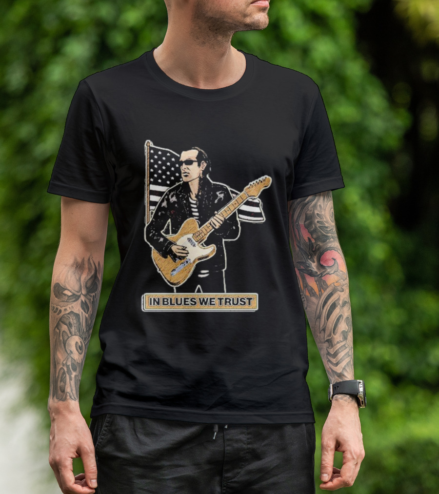 In Blues We Trust Joe Bonamassa Blues Hero American Flag Guitar T-Shirt