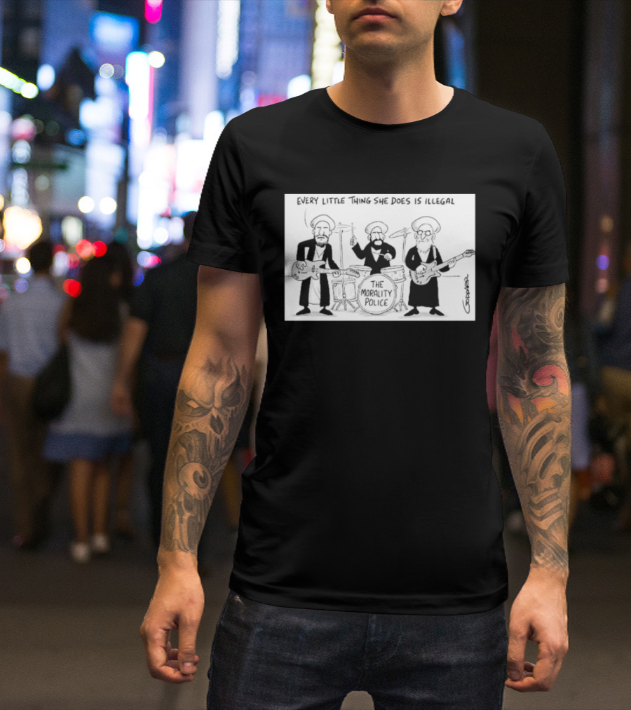 Every Little Thing She Does Is Illegal The Morality Police Band Cartoon T-Shirt