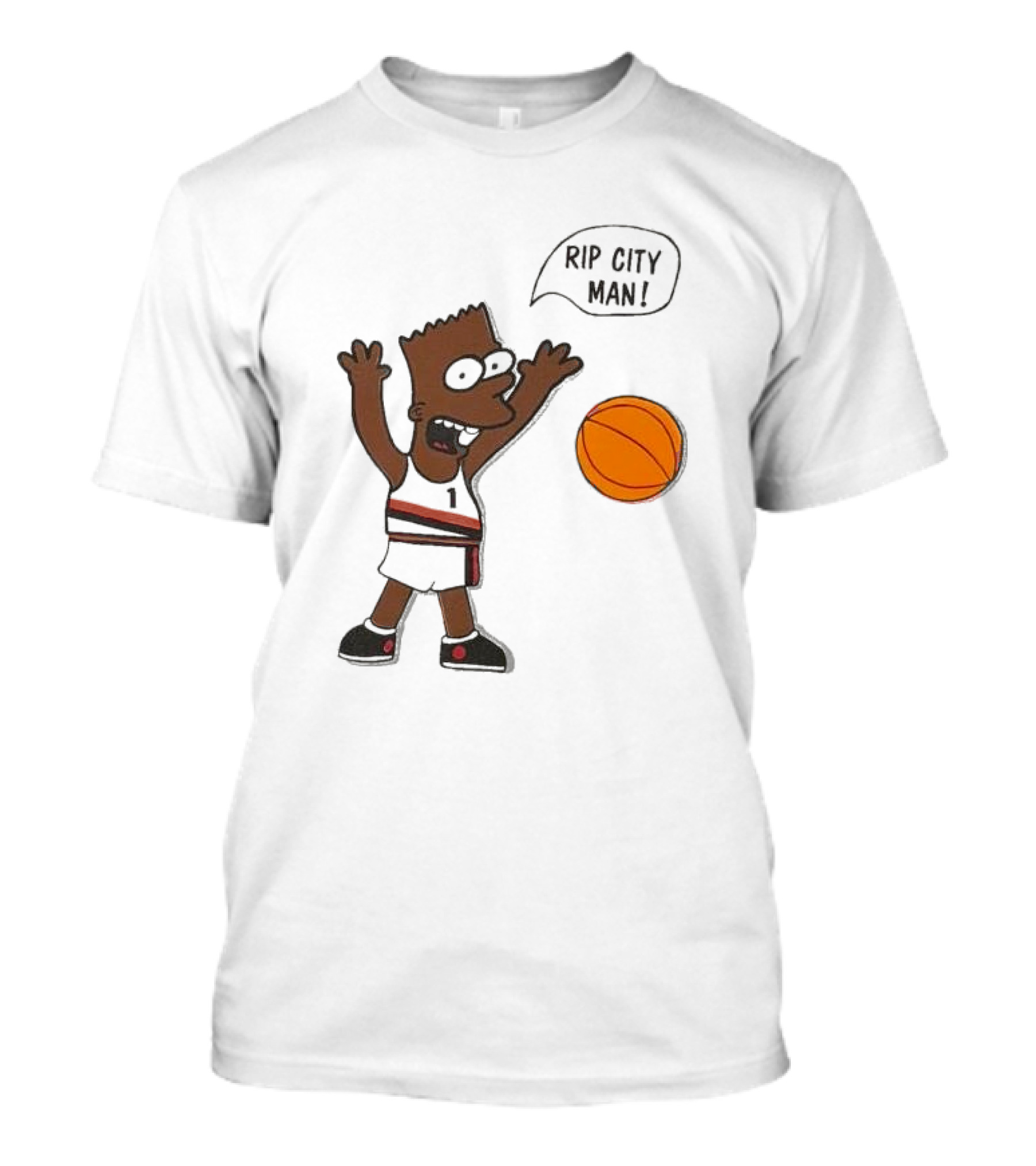 Rip City Man Bart Simpson Basketball Player With Orange Ball T-Shirt