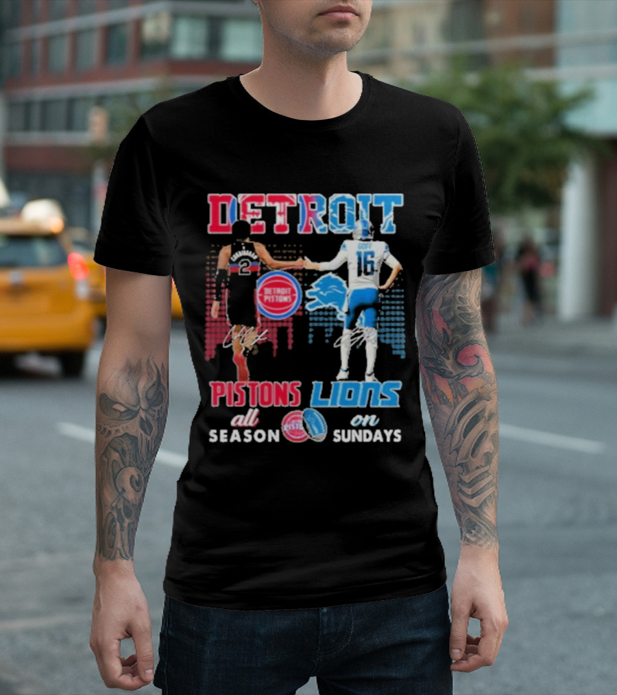 Detroit Pistons Lions All Season on Sundays T-Shirt