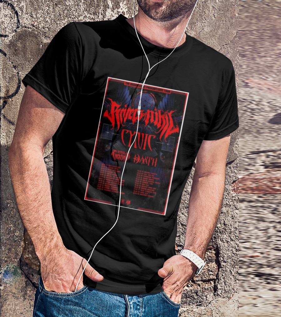 Rivers Of Nihil The Aggressive Progressive Tour EU UK 2025 Cynic Heaven's Creatures Dysrhythmia T-Shirt