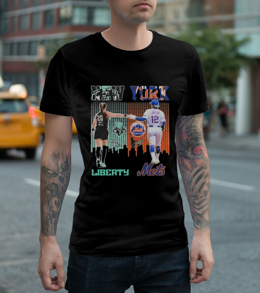 New York Liberty Sabrina Ionescu Francisco Lindor Mets T-Shirt