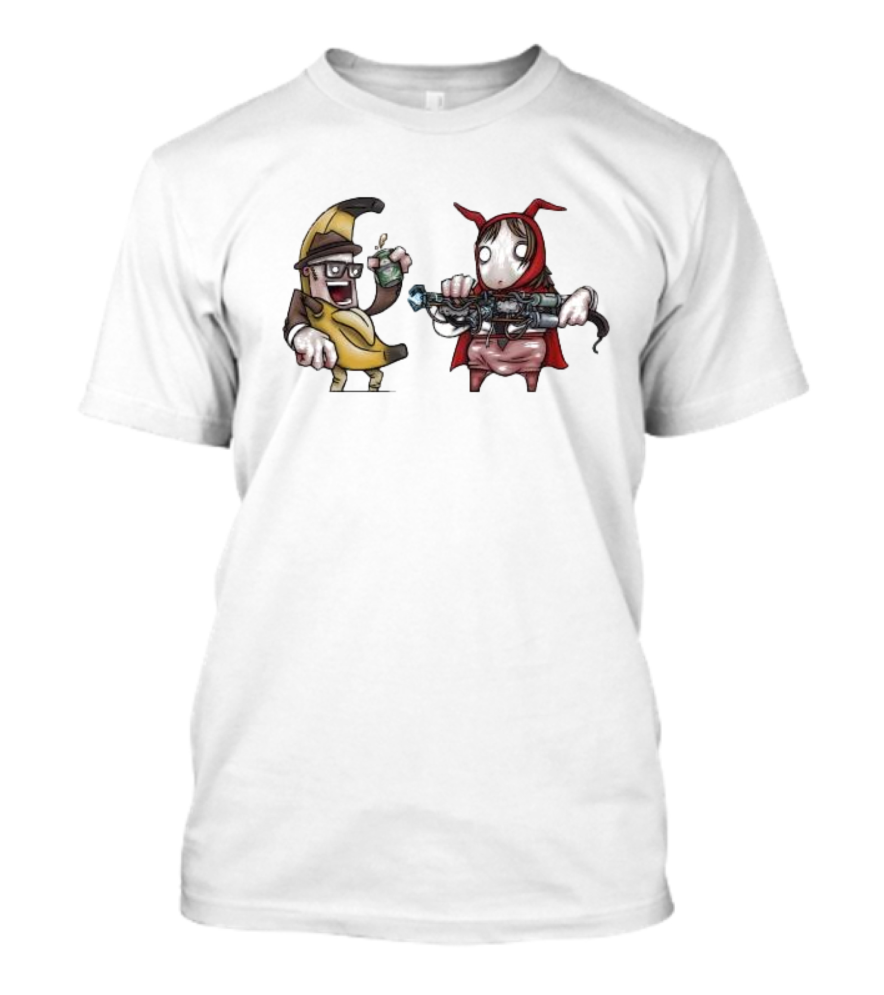 Banana Guy And Little Red Hood With Blaster Halloween Terror Duo T-Shirt