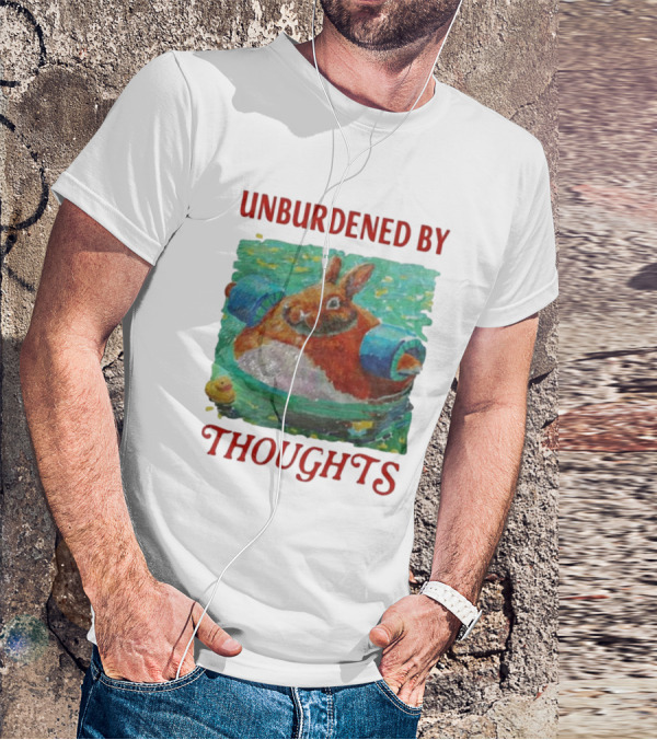 UNBURDENED BY THOUGHTS Rabbit Floating With Tube In Water Scene T-Shirt