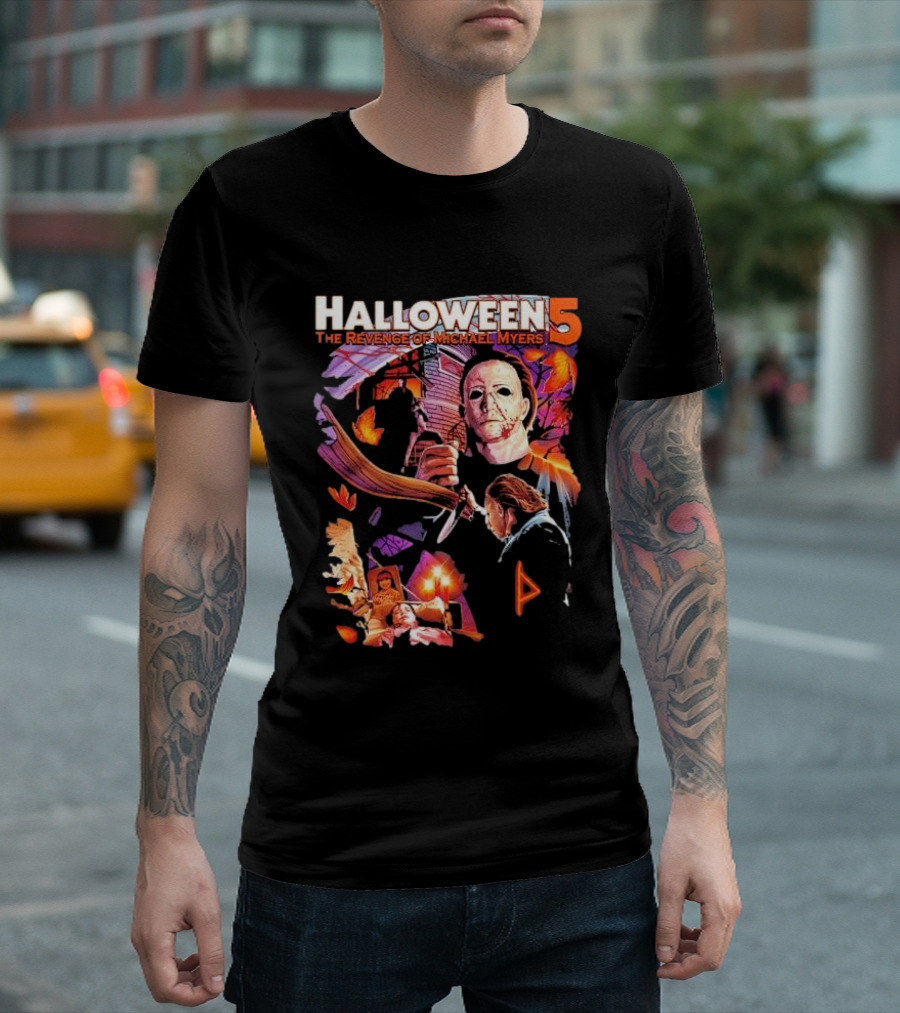 Halloween 5 The Revenge Of Michael Myers Mask Knife Leaves T-Shirt
