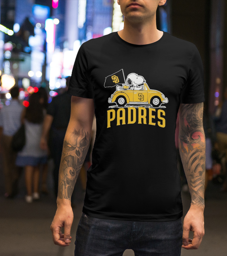 Snoopy San Diego Padres Car Flag Baseball Mascot T-Shirt