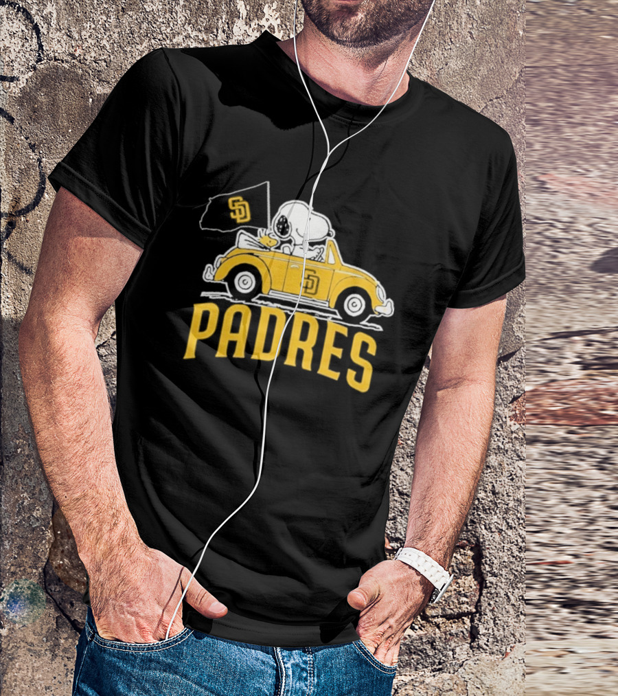 Snoopy San Diego Padres Car Flag Baseball Mascot T-Shirt