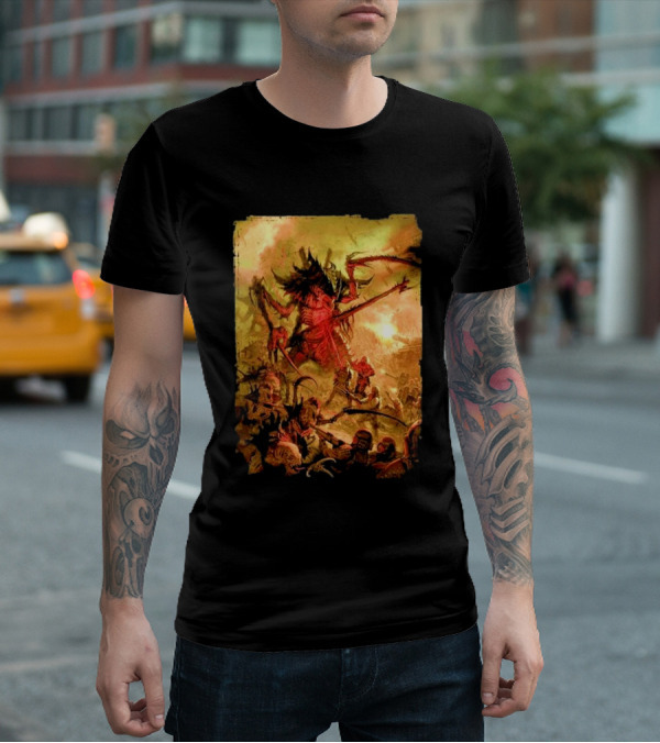War Zone Octarius Rising Tide Black Tyranid Artwork Battle Scene T-Shirt