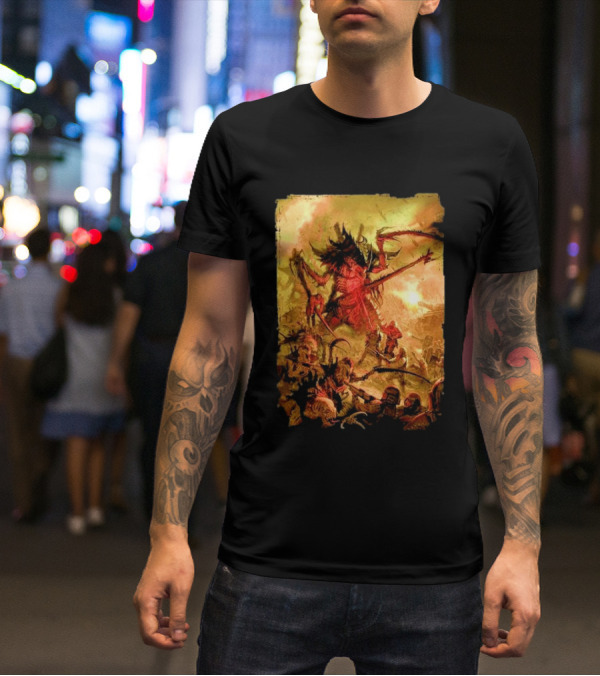 War Zone Octarius Rising Tide Black Tyranid Artwork Battle Scene T-Shirt