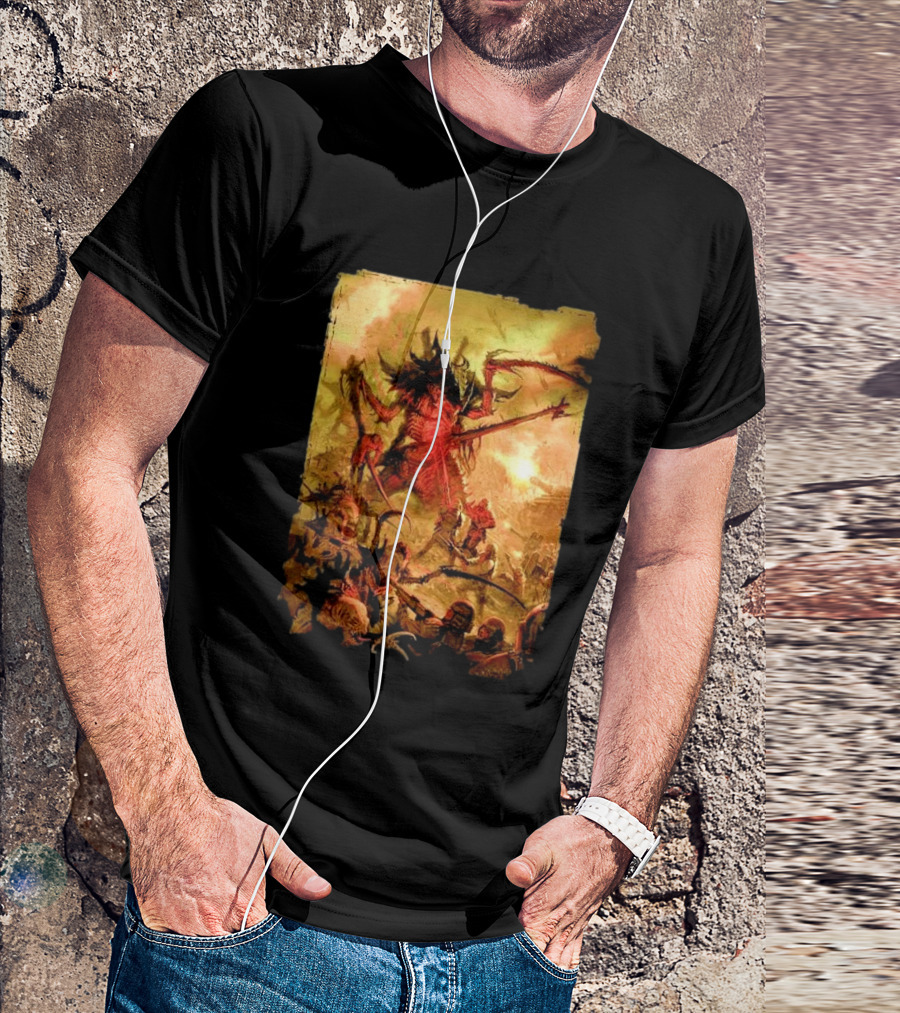 War Zone Octarius Rising Tide Black Tyranid Artwork Battle Scene T-Shirt