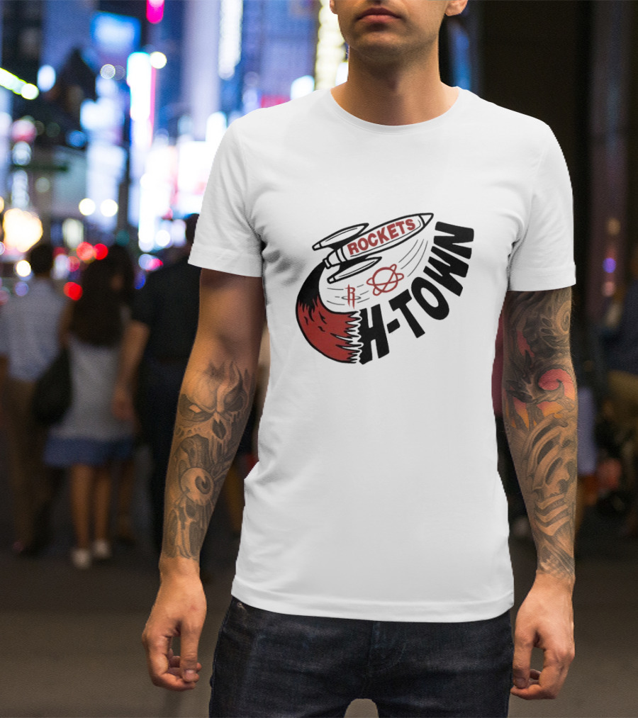 Houston Rockets H-Town Rocketship Orbit T-Shirt