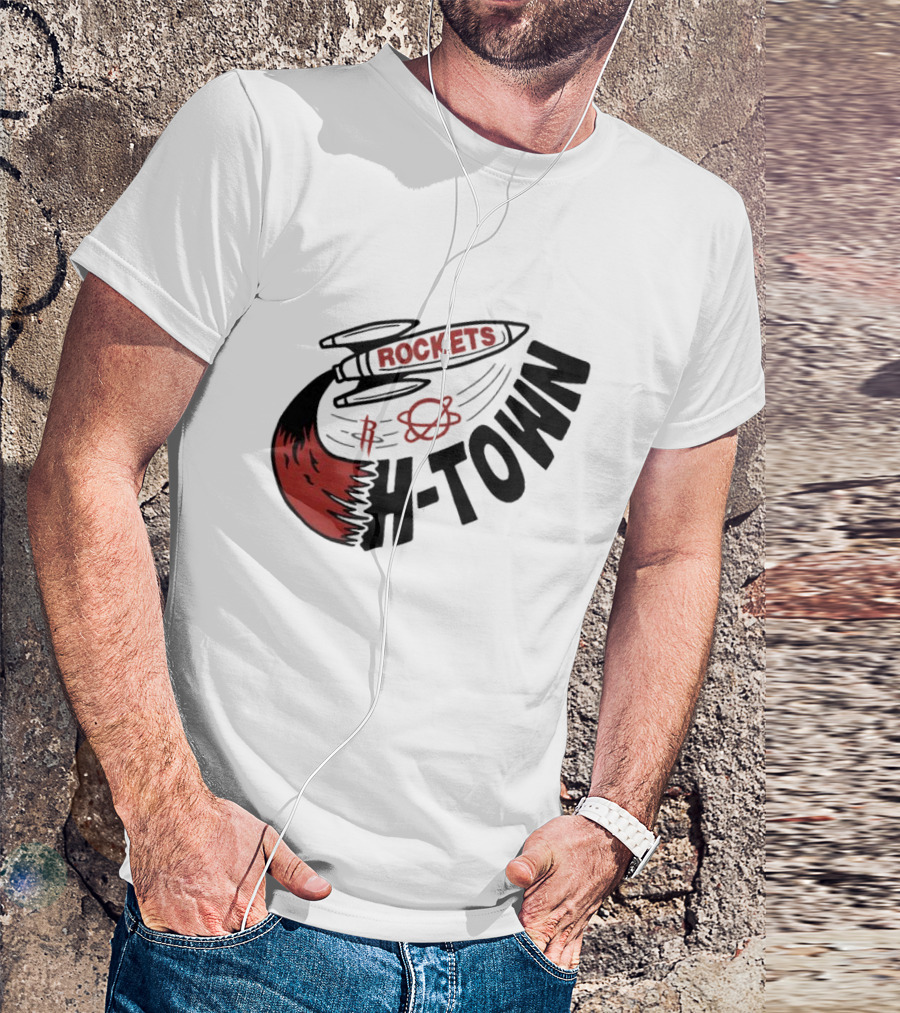 Houston Rockets H-Town Rocketship Orbit T-Shirt