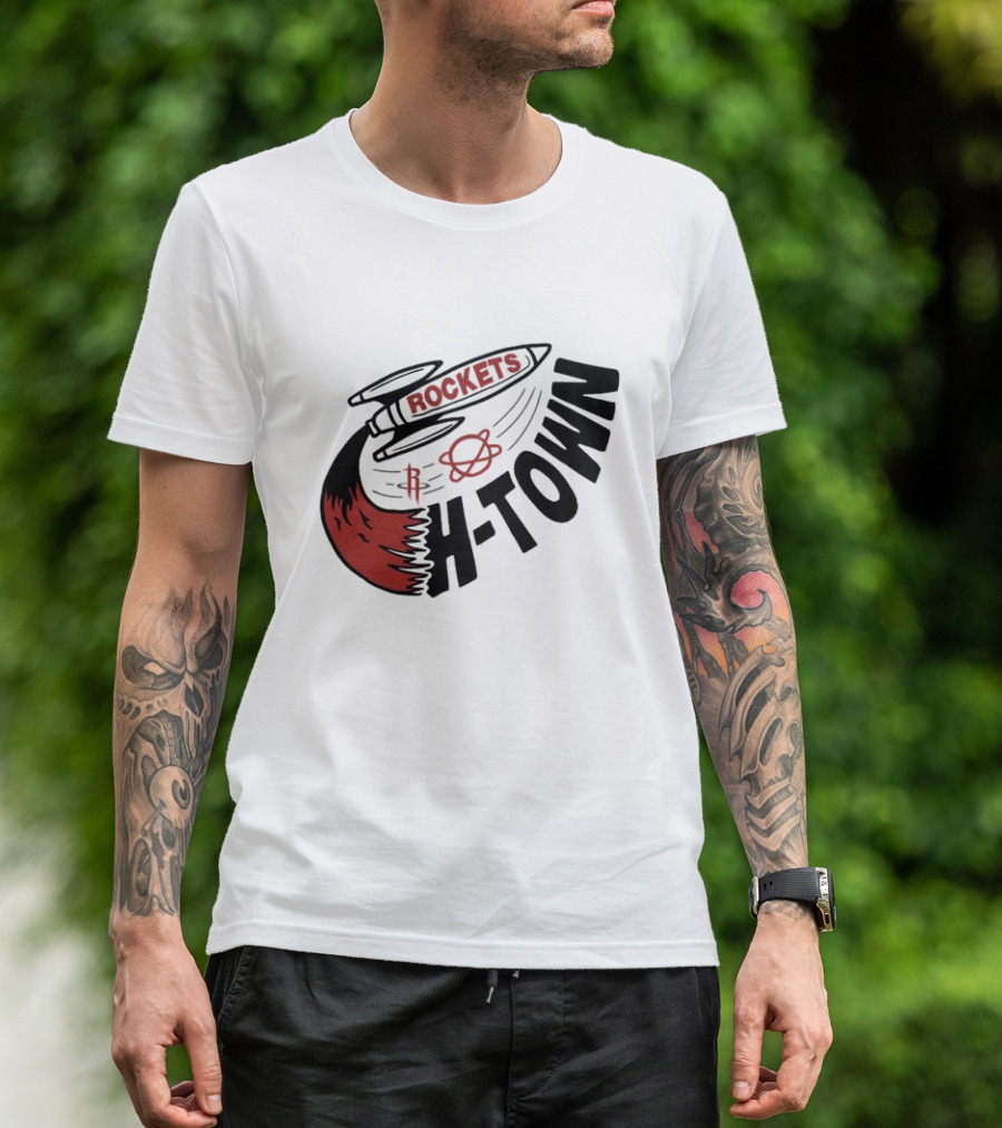 Houston Rockets H-Town Rocketship Orbit T-Shirt