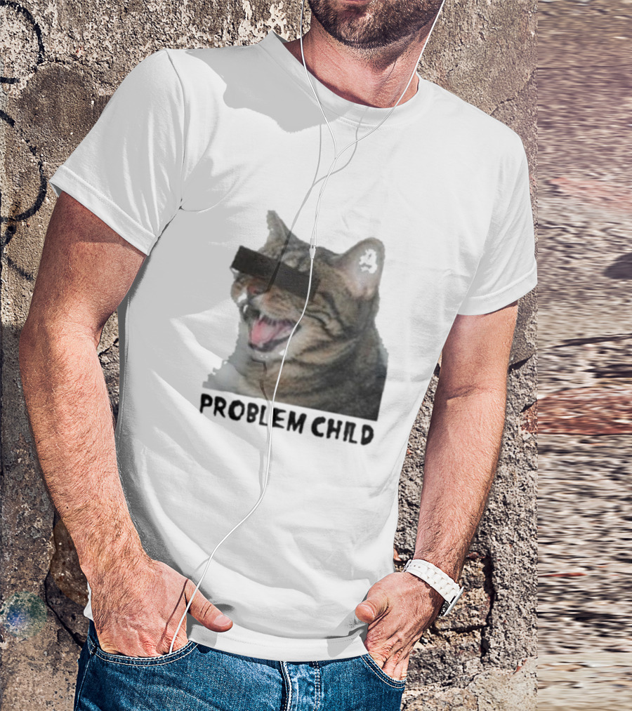 PROBLEM CHILD Cat Meme Censored Face T-Shirt