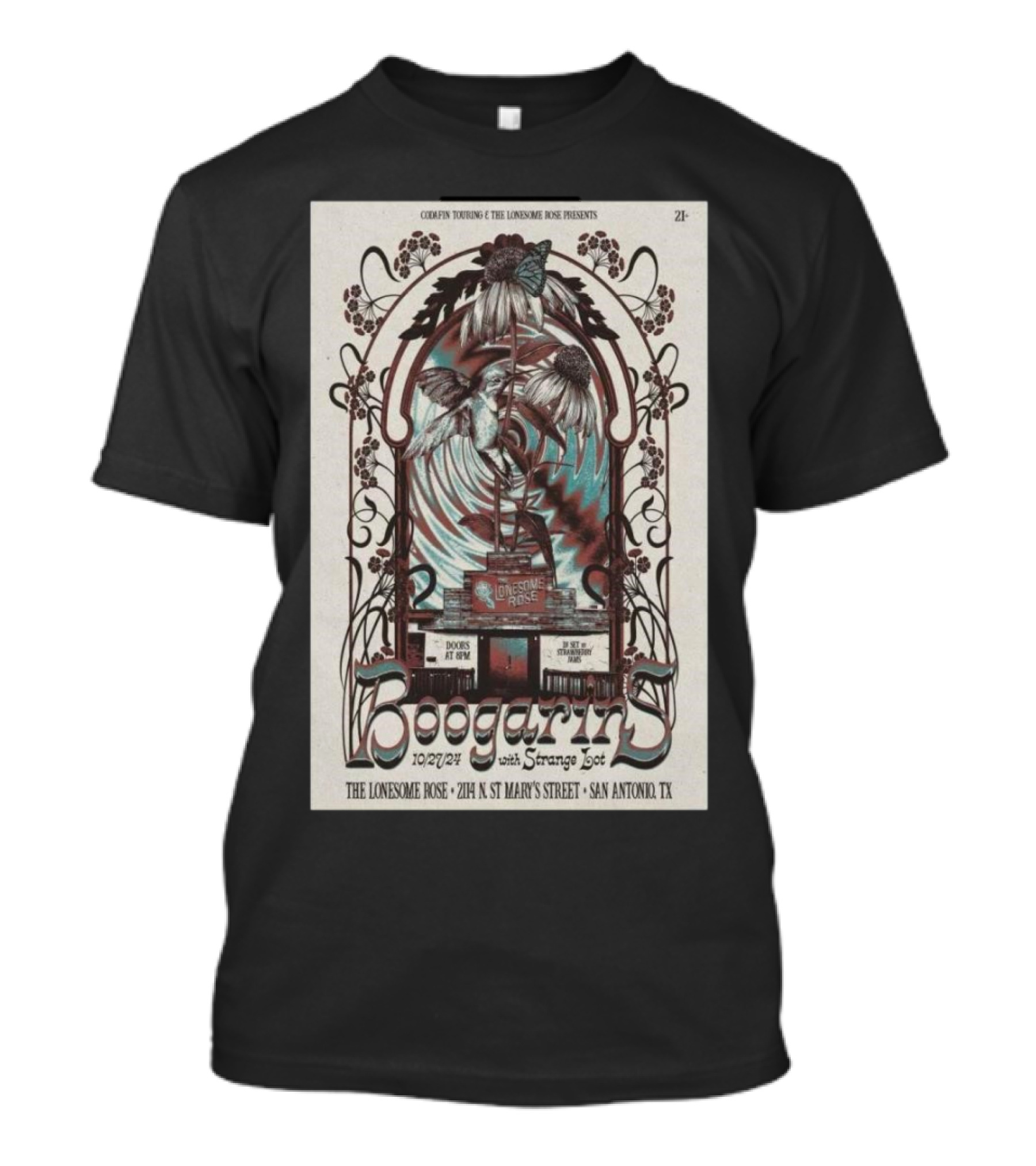 Boogarins With Strange Lot At The Lonesome Rose San Antonio TX October 27 T-Shirt