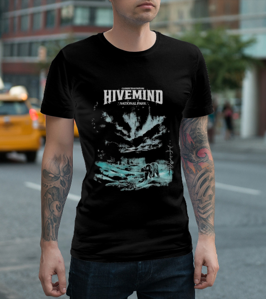 Closer Than Nature Hivemind National Park Bear Wilderness Scene T-Shirt