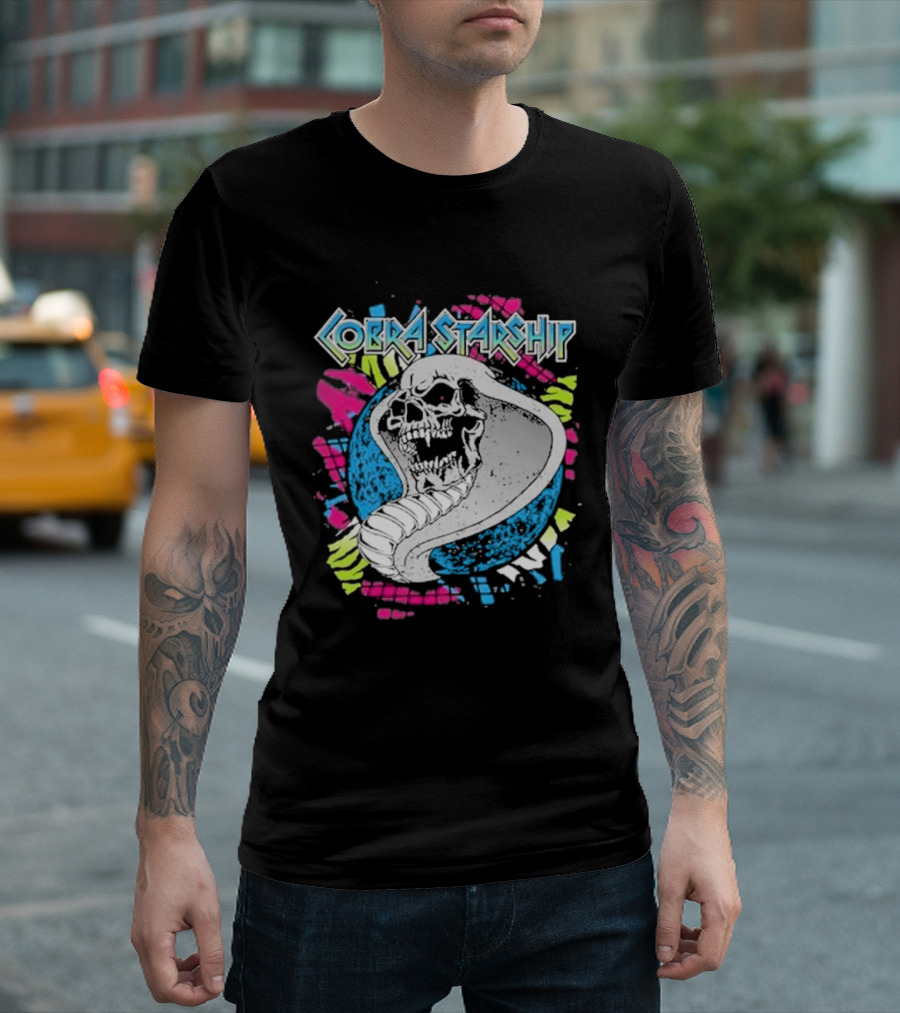 Cobra Starship Skull Snake Retro Neon T-Shirt