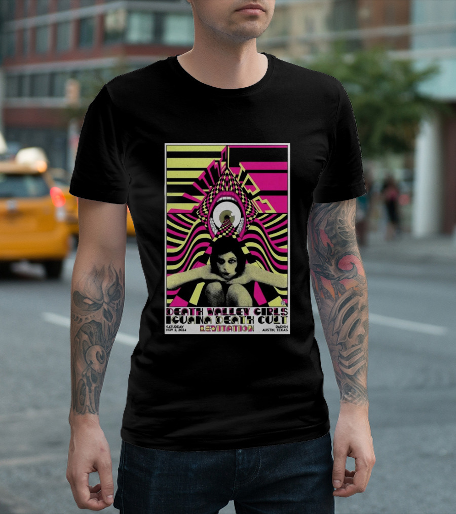 Wine Lips Death Valley Girls Iguana Death Cult Levitation Nov 2 2024 Parish Austin Texas T-Shirt