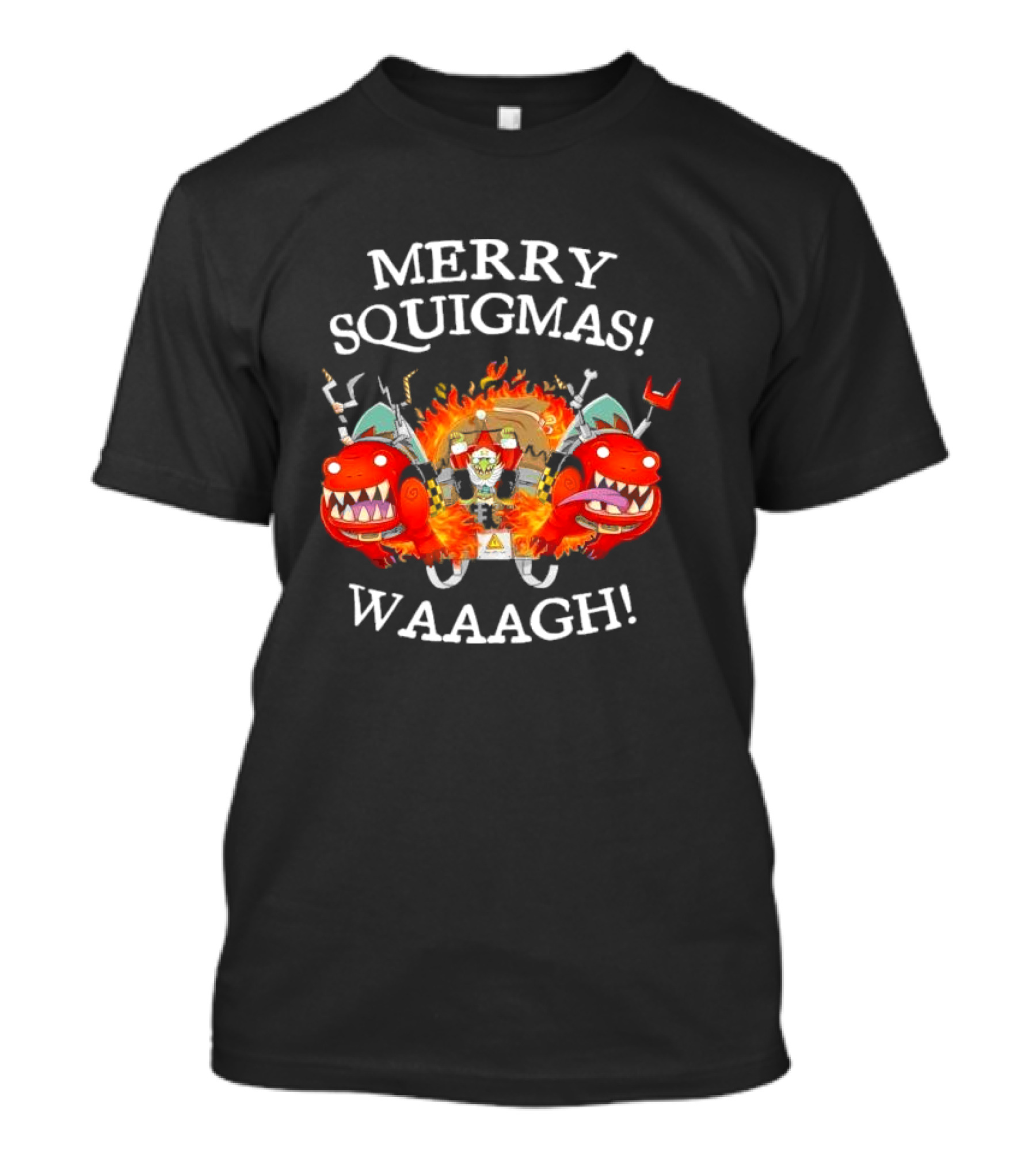 Merry Squigmas Waaagh Red Gobbo Holiday Chaos And Red Creatures T-Shirt