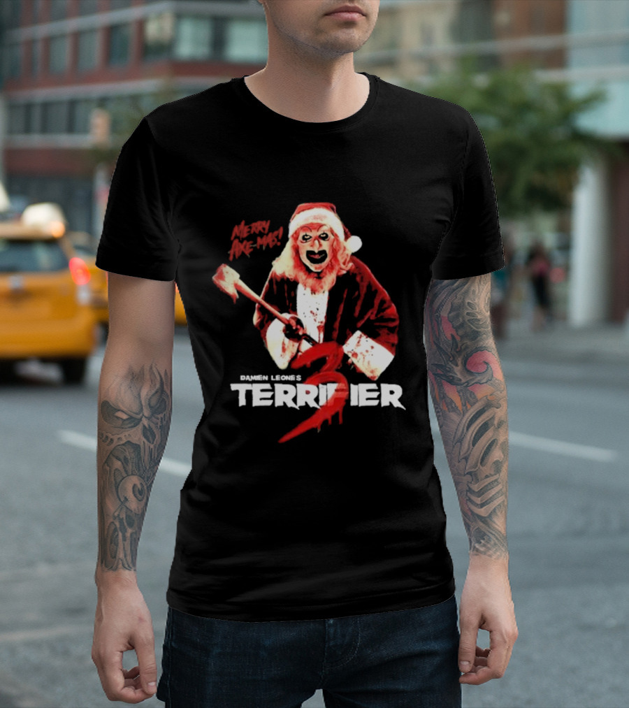 Damien Leone's Terrifier 3 Mery Axe-Mas Red Santa Clown T-Shirt