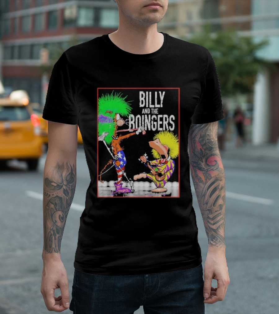 Billy And The Boingers Celebrate Big Hair Era With Great Music Star Stripes and Colors T-Shirt