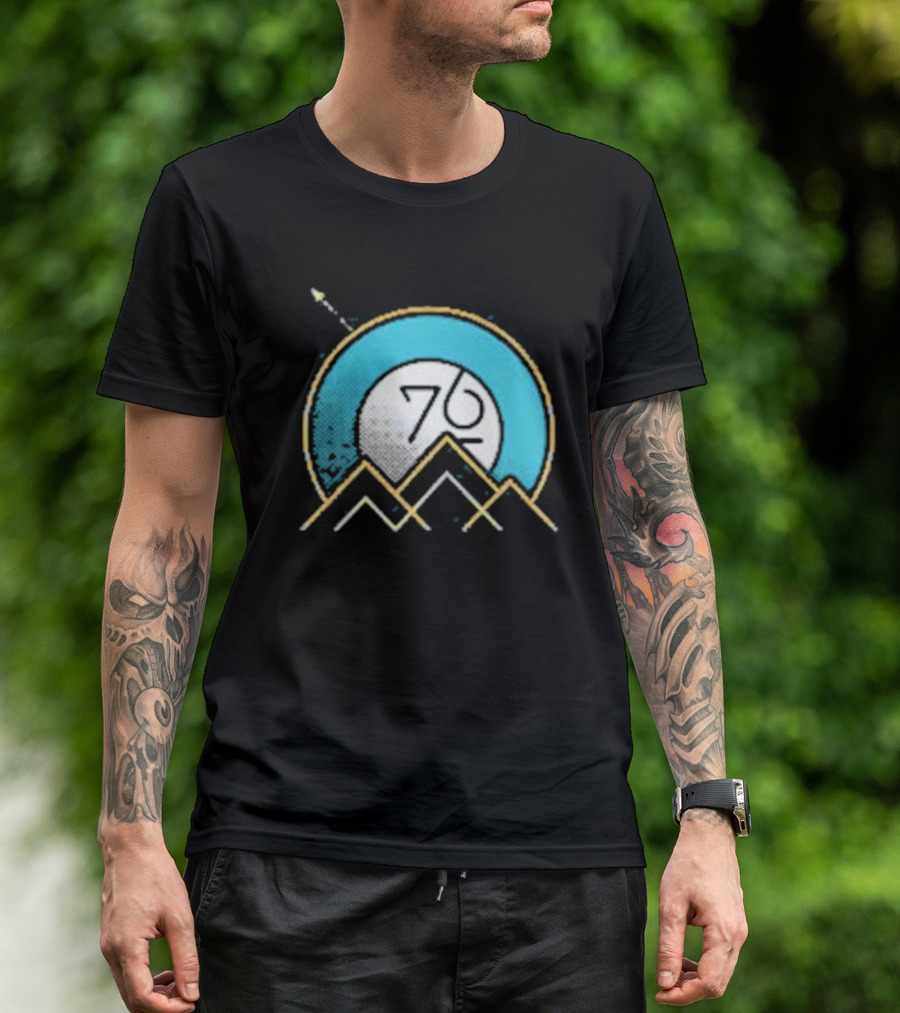 Rocket Over Rockies 76 Circular Mountain T-Shirt