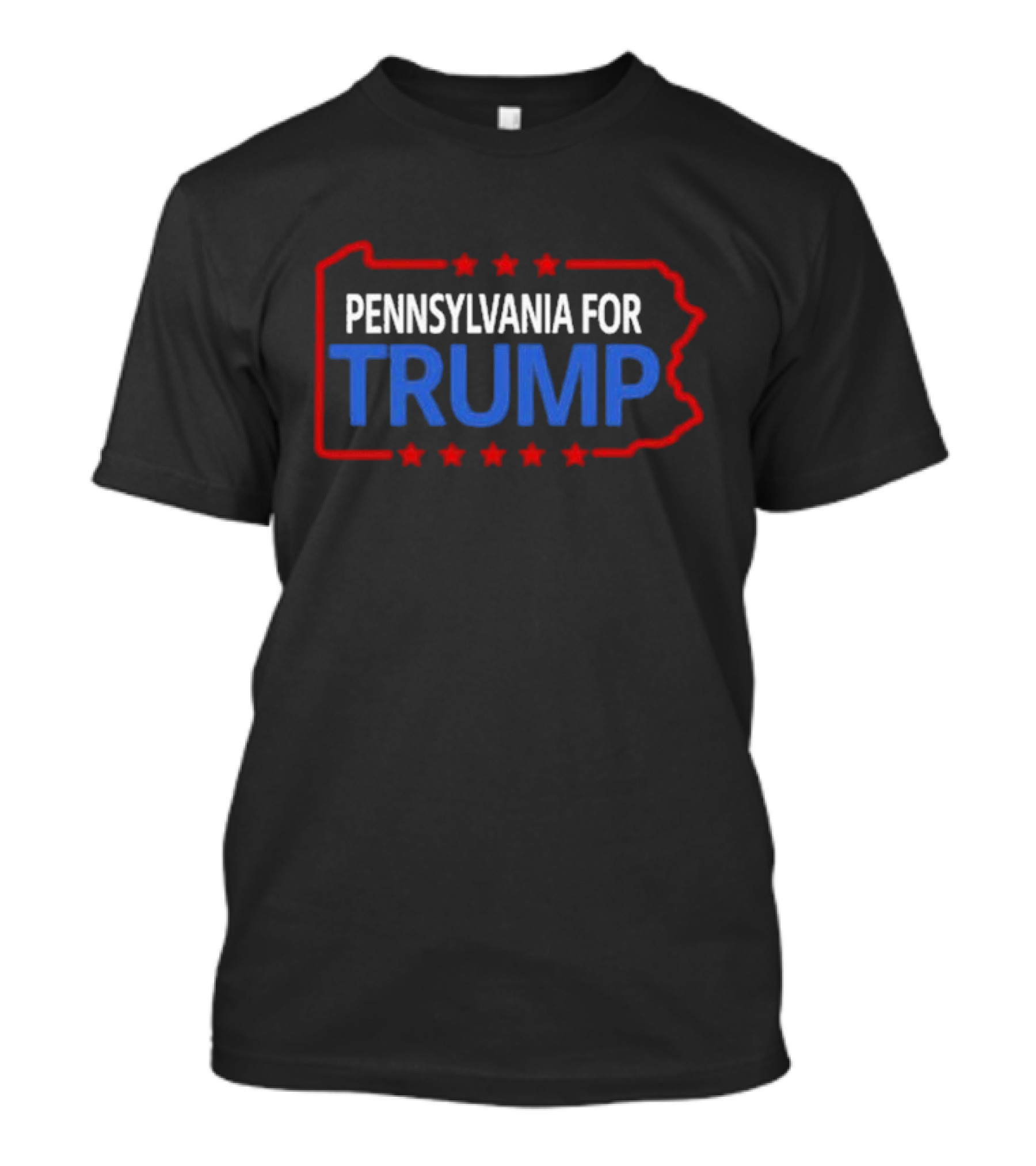 Pennsylvania For Trump 2024 Red Outline Stars T-Shirt